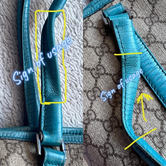 AUTHENTIC GUCCI BLUE COATED LEATHER Gg SUPREME TOTE BAG - Picture 9 of 16